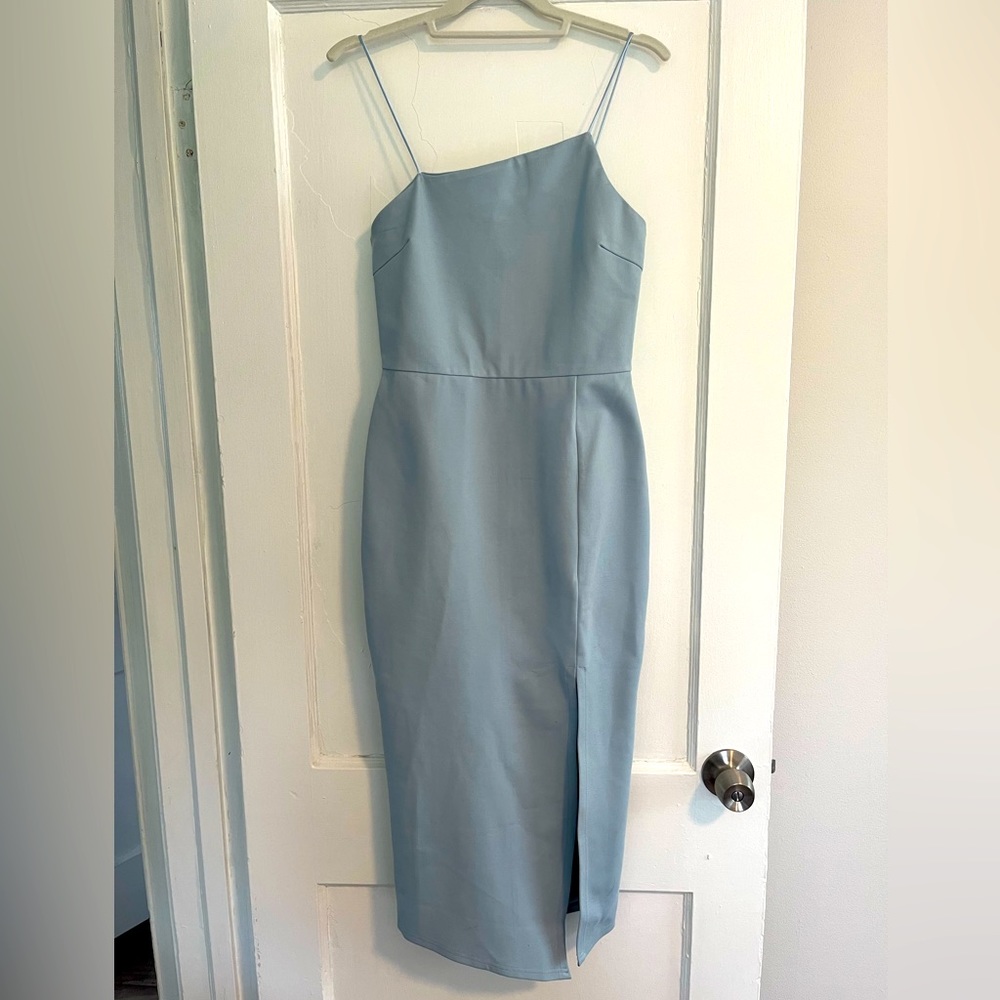 Dress! NWT. Light blue, midi, front split